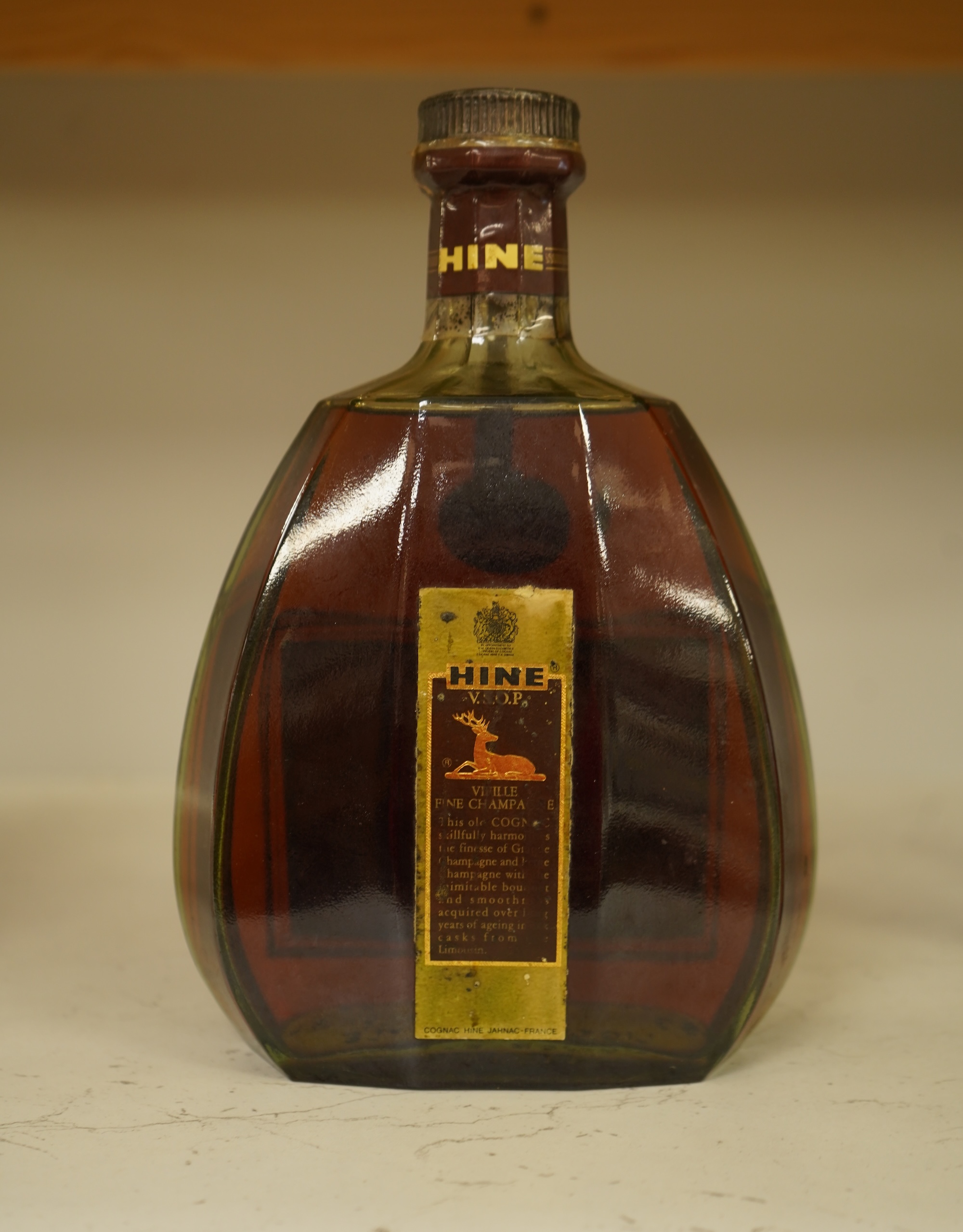A bottle of Hine VSOP fine champagne Cognac